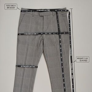 H&M Slim Fit Grey Glen Check Plaid Trousers - Size 32 (Fits 34)